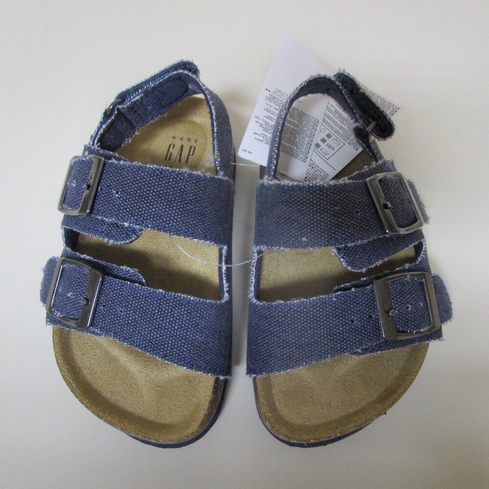 NWT Baby Gap Toddler Buckle Cork Sandals Baby boy denim blue shoes size 5-6 cute
